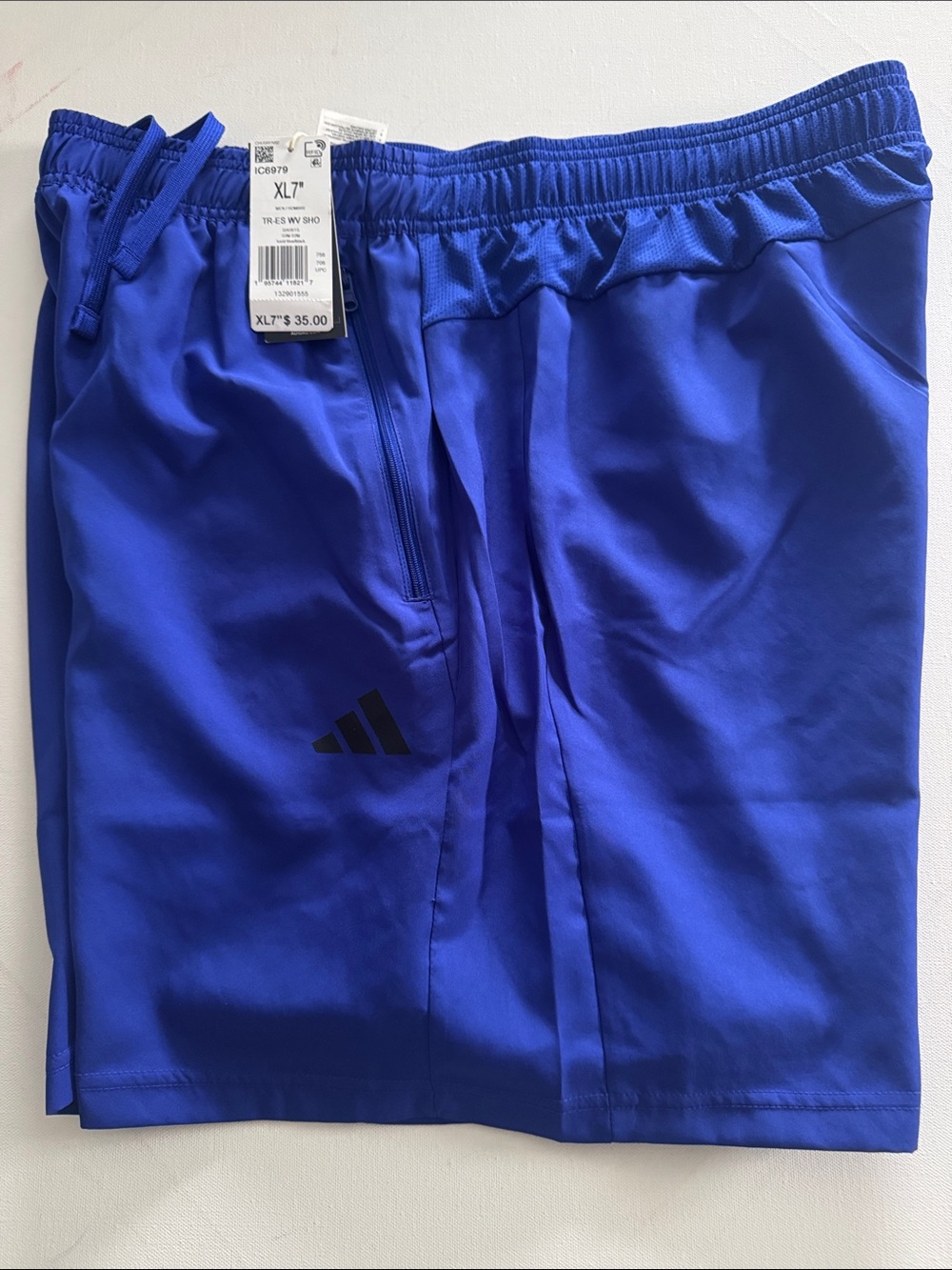 Adidas Training Shorts Mens XL Zip Pocket Royal Blue